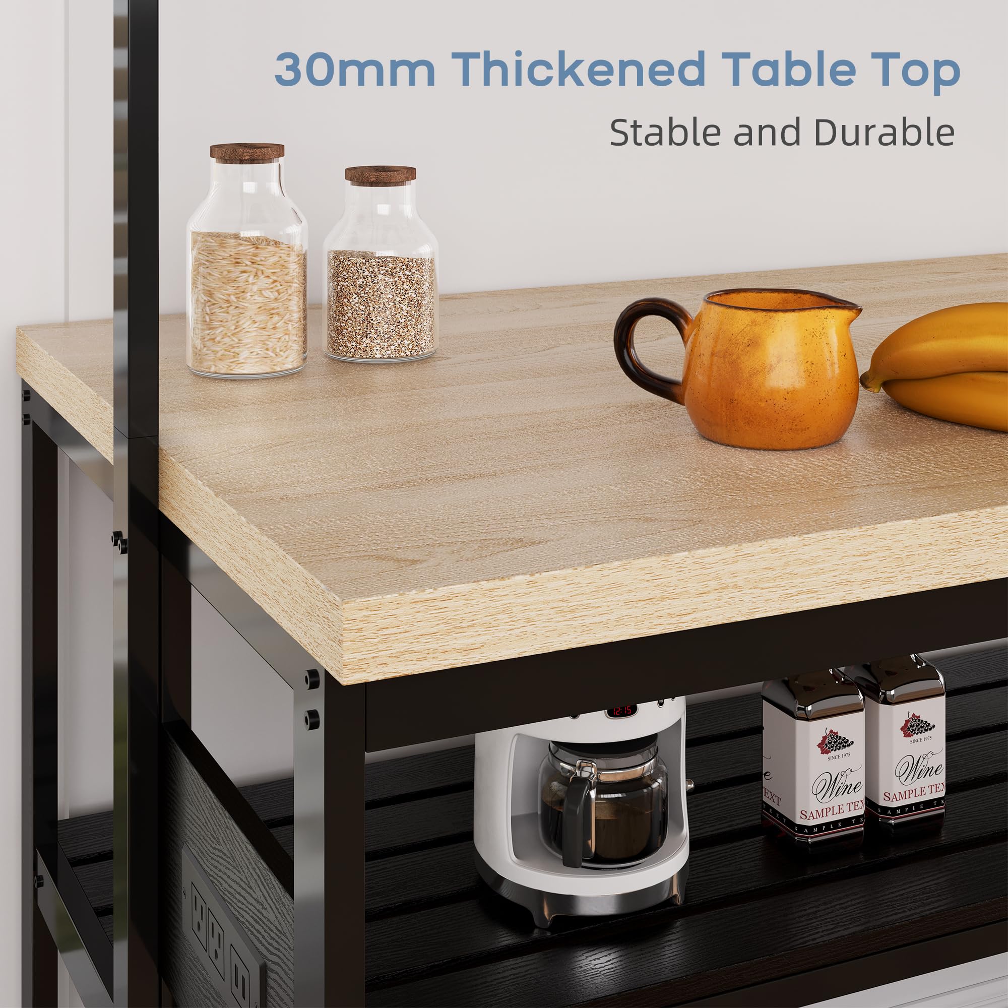 Kitchen Island with 46.8 x 27.95 x 72.05 inches, Metal, Beige | GARVEE